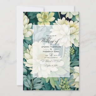 Invitación Boda de otoño floral verde fuera de blanco y cazad
