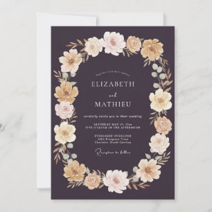 Invitación Boda de Otoño Floreciendo con Berenjena