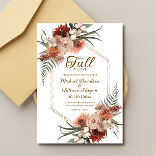 Invitación Boda de otoño geométrica floral de terracota de Bo