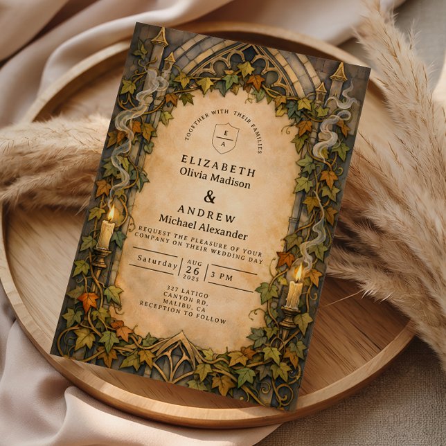 Invitación Boda de Otoño Gótico con Hiedra Encantada (Subido por el creador)