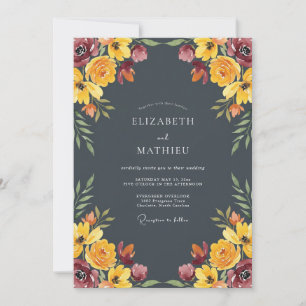 Invitación Boda de Otoño Gris Pizarra Temperamental
