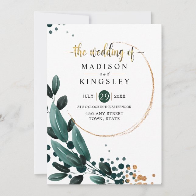 Invitación Boda de otoño 🍂 honda floral azul elegante 💙 (Anverso)