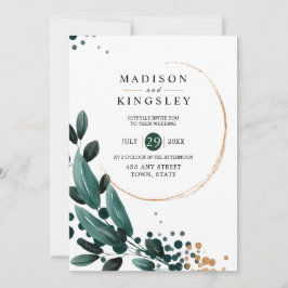 Invitación Boda de otoño 🍂 honda floral azul elegante 💙