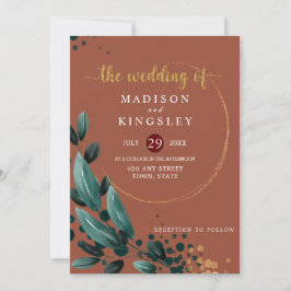 Invitación Boda de otoño 🍂 honda floral azul elegante 💙