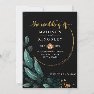 Invitación Boda de otoño 🍂 honda floral azul elegante 💙