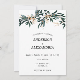Invitación Boda de otoño 🍂 honda floral azul elegante 💙