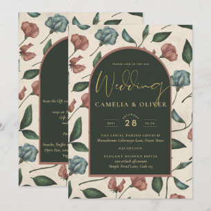 Invitación Boda de otoño LeahG Esmeralda Verde Terracota Dora