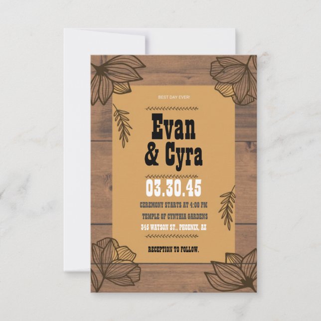 Invitación Boda de otoño marrón (Anverso)