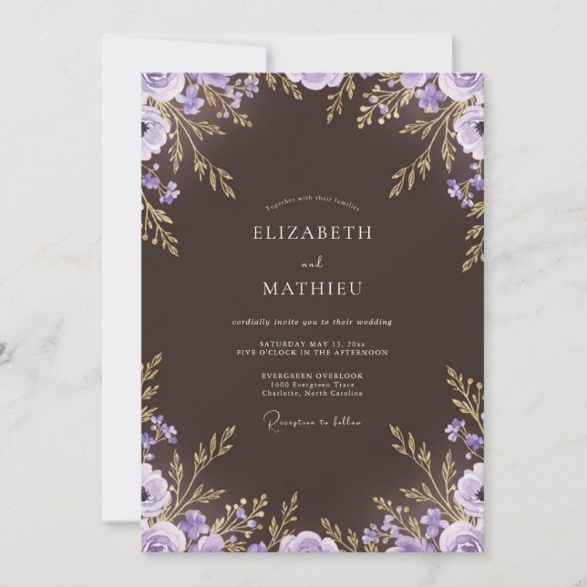 Invitación Boda de Otoño Marrón Castaño Ornata (Anverso)