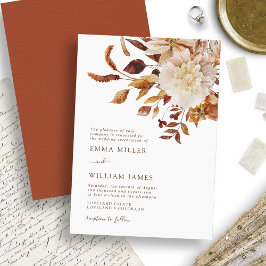 Invitación Boda de Otoño Moderna Acuarela Terracota