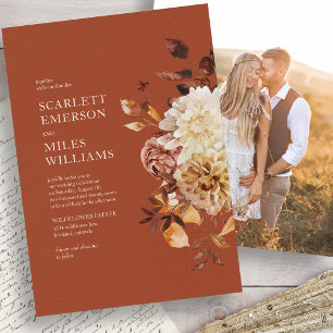 Invitación Boda de Otoño Moderna Terracota
