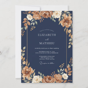 Invitación Boda de Otoño Naval Terracota Malhumorada