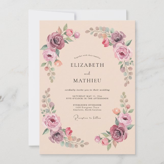 Invitación Boda de Otoño Opulenta Albaricoque (Anverso)