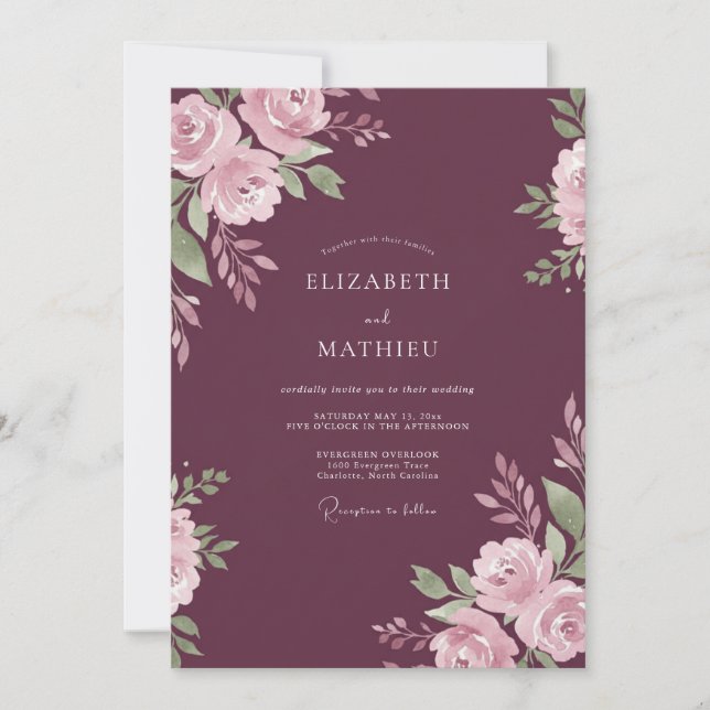 Invitación Boda de Otoño Plum Luxe (Anverso)