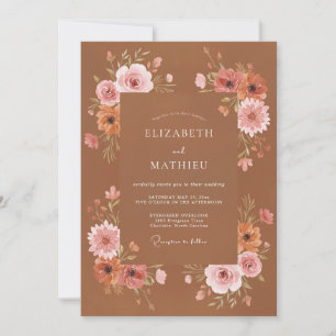 Invitación Boda de Otoño Radiante de Terracota