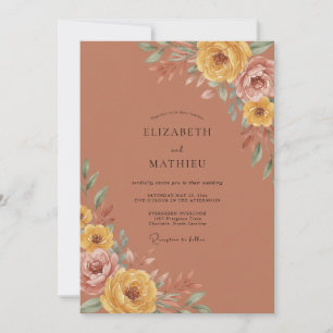 Invitación Boda de Otoño Resplandeciente de Terracota