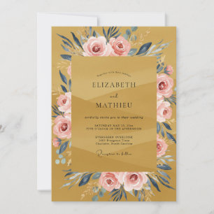 Invitación Boda de Otoño Rosa Ochre Pintoresca