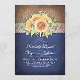 Invitación Boda de otoño rústica de la armada del girasol