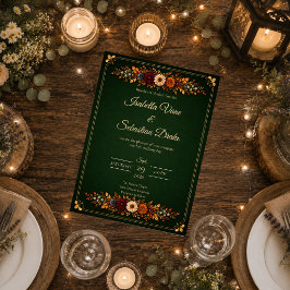 Invitación Boda de otoño rústica en verde bosque