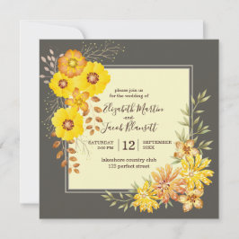 Invitación Boda de otoño rústica Rosas salvajes amarillos, sa