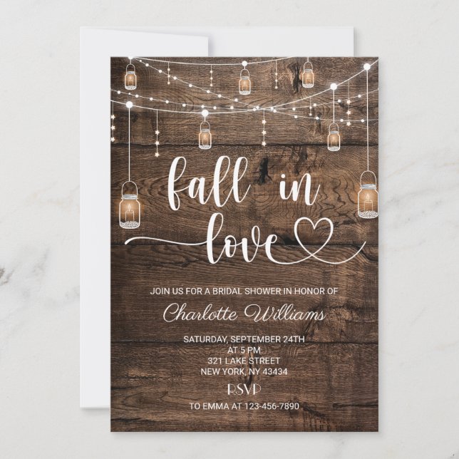 Invitación Boda de Otoño Rústico: Bridal Shower (Anverso)