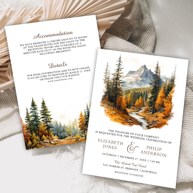 Invitación Boda de otoño rústico en el bosque de montaña (Subido por el creador)