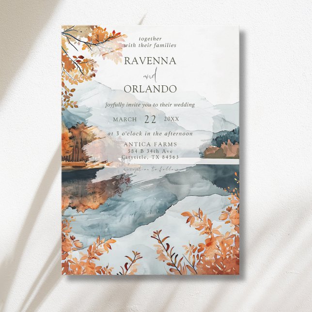 Invitación Boda de Otoño Rústico en Lago de Montaña (Subido por el creador)