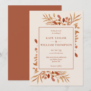 Invitación Boda de Otoño Rústico en Terracota