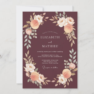 Invitación Boda de otoño silenciada de Borgoña