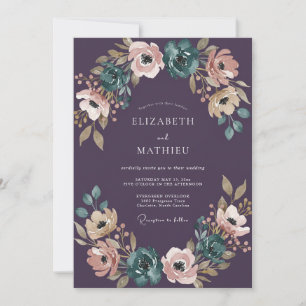 Invitación Boda de Otoño Terciopelo Ciruela