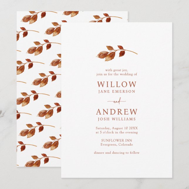 Invitación Boda de Otoño Terracota (Anverso / Reverso)