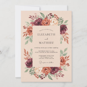 Invitación Boda de Otoño Terrosa de Borgoña