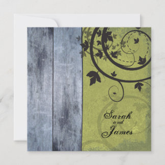 Invitación Boda de otoño vintage - Junta azul del granero