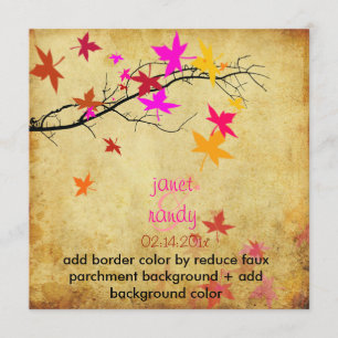 Invitación Boda de otoño vintage/rosa eléctrico