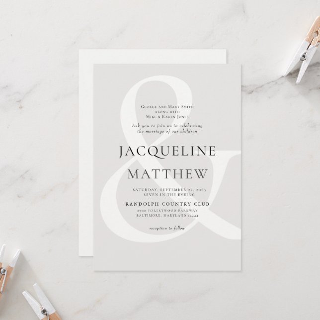 Invitación Boda de padres contemporánea moderna neutral (Anverso/Reverso In Situ)