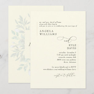 Invitación Boda de padres de novia con vegetación amarilla mo