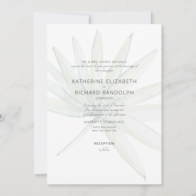 Invitación Boda de Padres de Novias Blancas Tropicales (Anverso)