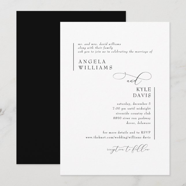 Invitación Boda de Padres de Novias Blancas y Negras Modernas (Anverso / Reverso)