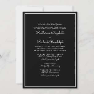 Invitación Boda de padres formales y elegantes de negro