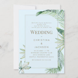 Invitación Boda de padres tropicales azul helado verde