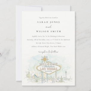 Invitación Boda de paisaje acuarela en Las Vegas Nevada
