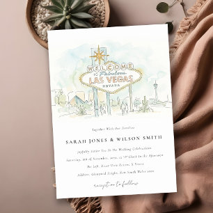 Invitación Boda de paisaje acuarela en Las Vegas Nevada