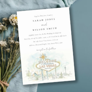 Invitación Boda de paisaje acuarela en Las Vegas Nevada