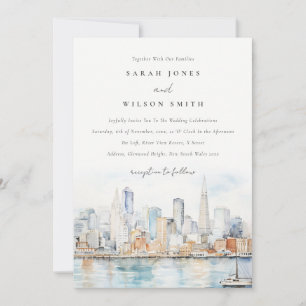 Invitación Boda de paisaje al acuarela de San Francisco