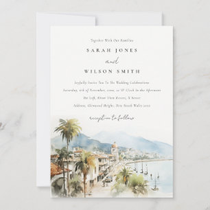 Invitación Boda de paisaje de acuarela de Santa Marta Colombi
