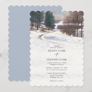 Invitación Boda de paisaje de nieve de invierno acuarela