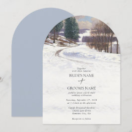 Invitación Boda de paisaje de nieve de invierno acuarela