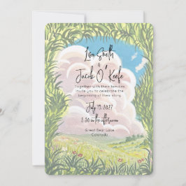 Invitación Boda de paisaje ilustrado pintado a mano