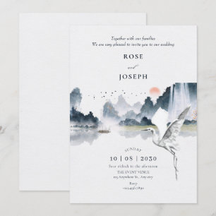 Invitación Boda de paisaje natural de arte acuático