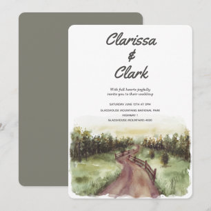 Invitación Boda de paisaje natural de color acuático moderno